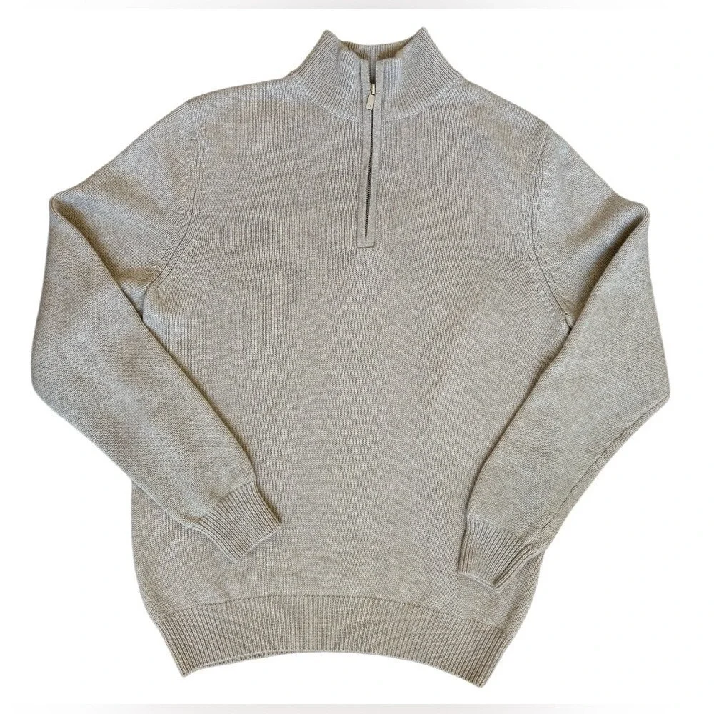NAADAM - Men's Wool Blend 1/4 Zip‎ Pull over Sweater - Size X-Large - Tan/ Khaki